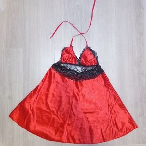 Details about Music legs black lace trim open front babydoll set Details about Music legs black lace trim open front babydoll set